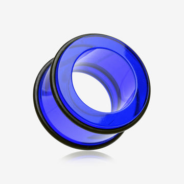 A Pair of Basic UV Acrylic No Flare Regs Ear Gauge Tunnel Plug-Blue